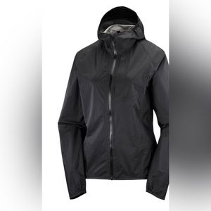Salomon rain jacket black women large (fit like medium) GORTEX like new $180!!!